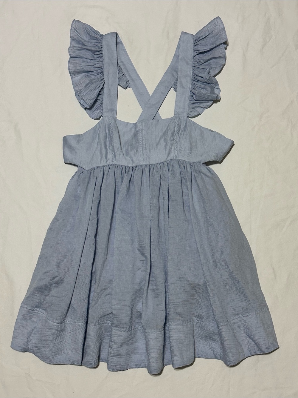 Mable Light Blue Ruffle-Strap Casual Dress